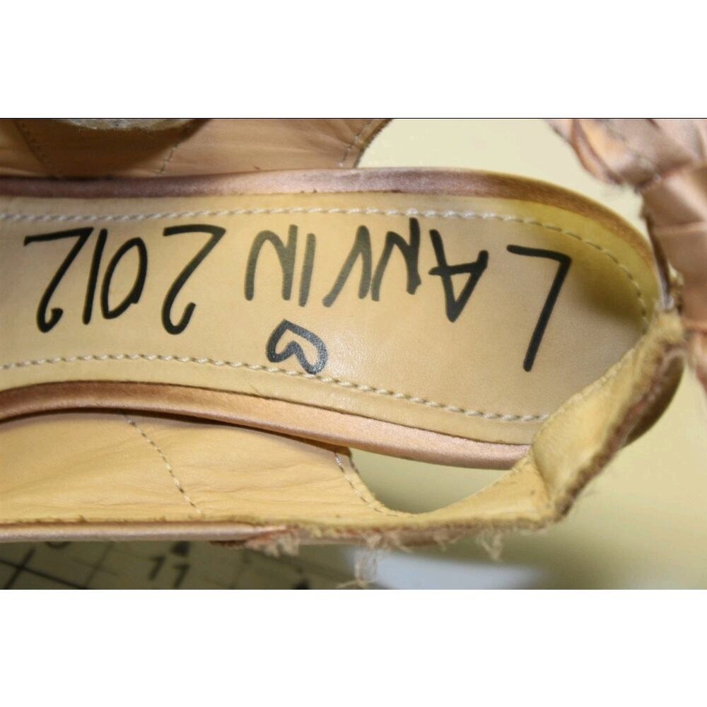 Lanvin Italy Made Womens 7.5 39.5 Brown Leather Slingbacks Stiletto Pumps Shoes - Picture 8 of 12